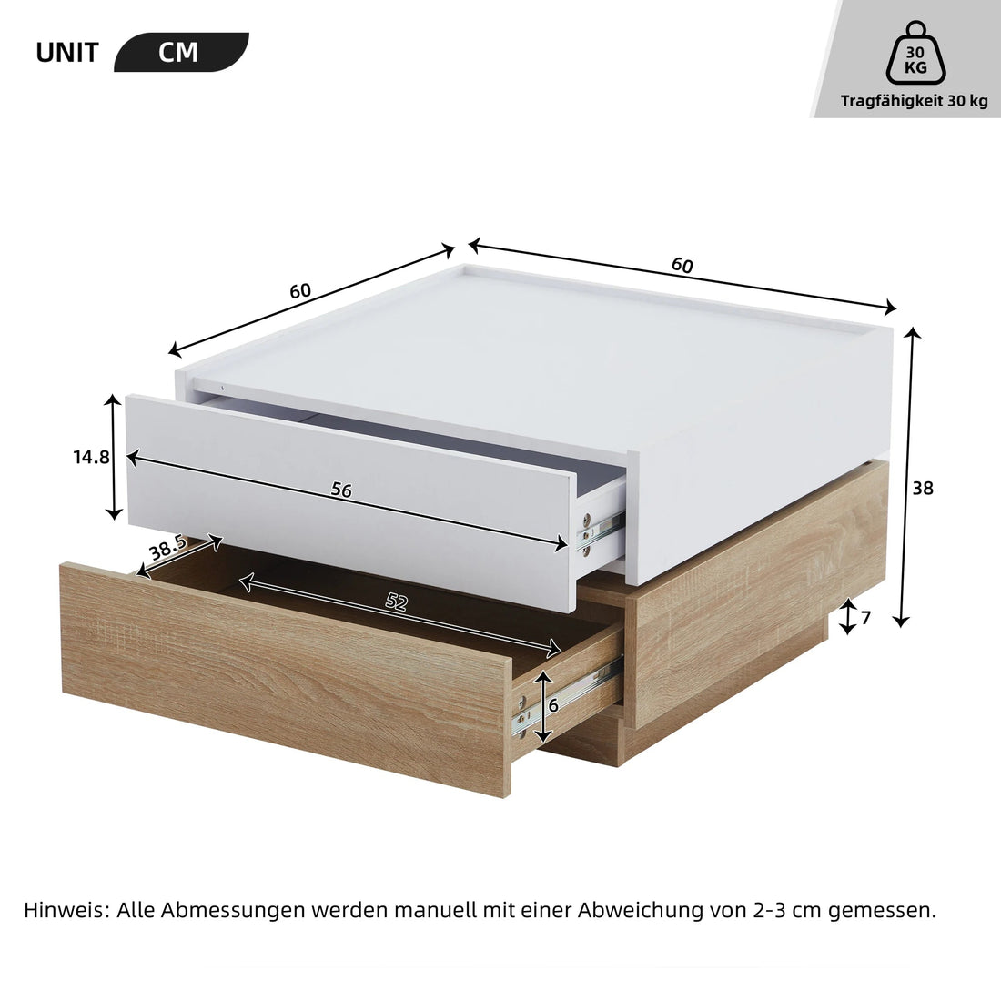 Table basse multifonctionnelle à plateau pivotant 360° - vente privée 14:200141872White - Particle Board;200007763:201336342