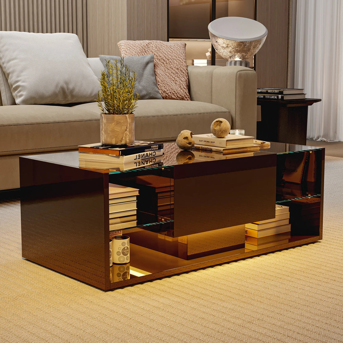 Table basse noir rectangulaire - vente privée 14:193;200007763:201336101