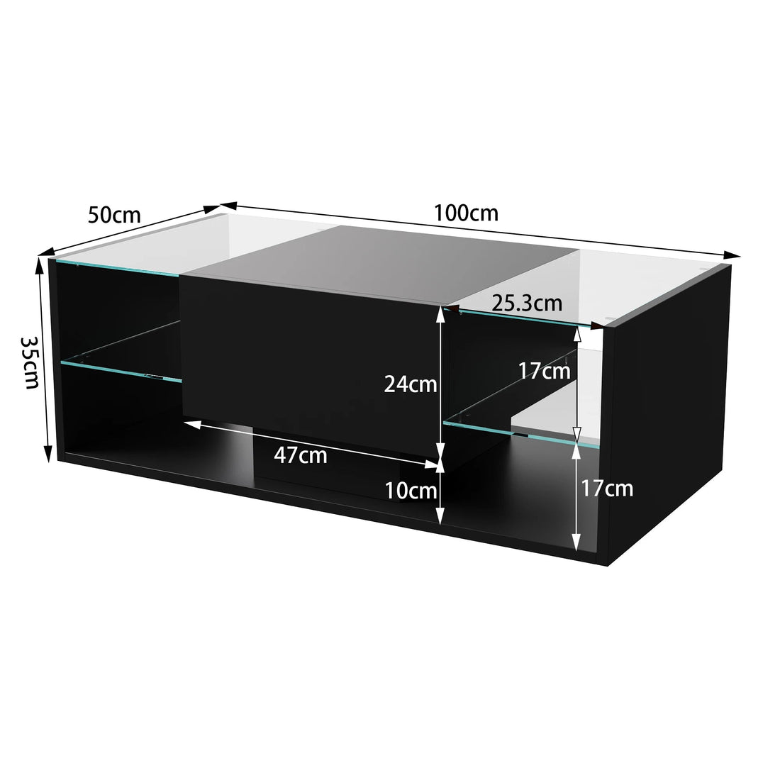 Table basse noir rectangulaire - vente privée 14:193;200007763:201336101