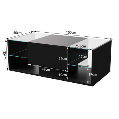 Table basse noir rectangulaire - vente privée 14:193;200007763:201336101
