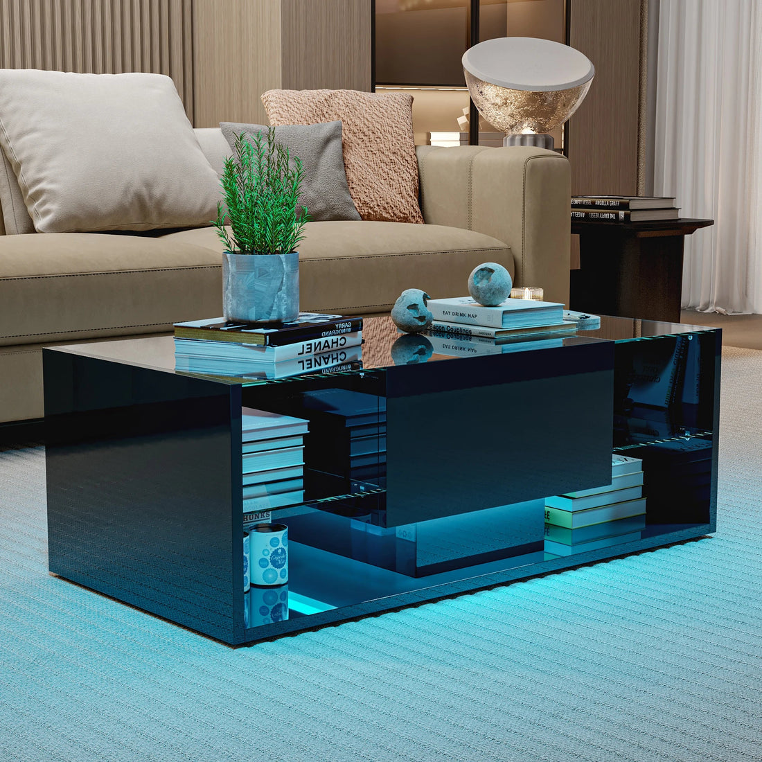 Table basse noir rectangulaire - vente privée 14:193;200007763:201336101