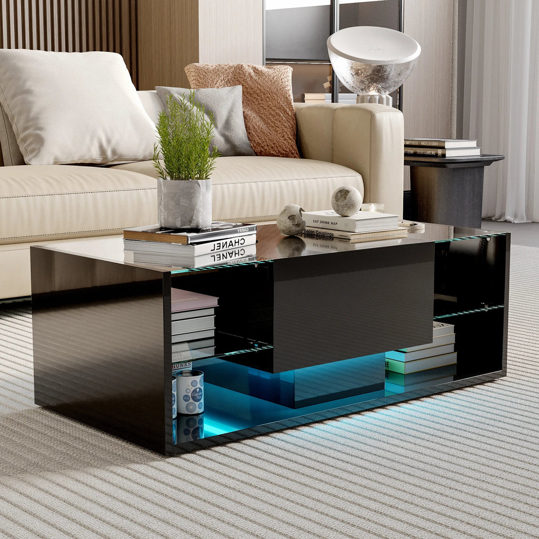 Table basse noir rectangulaire - vente privée 14:193;200007763:201336101
