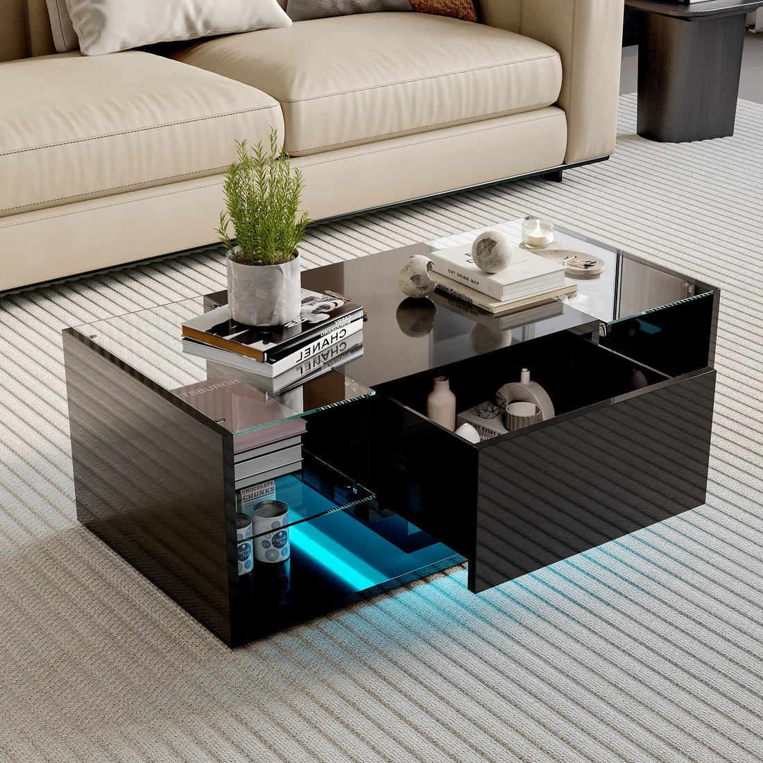 Table basse noir rectangulaire - vente privée 14:193;200007763:201336101