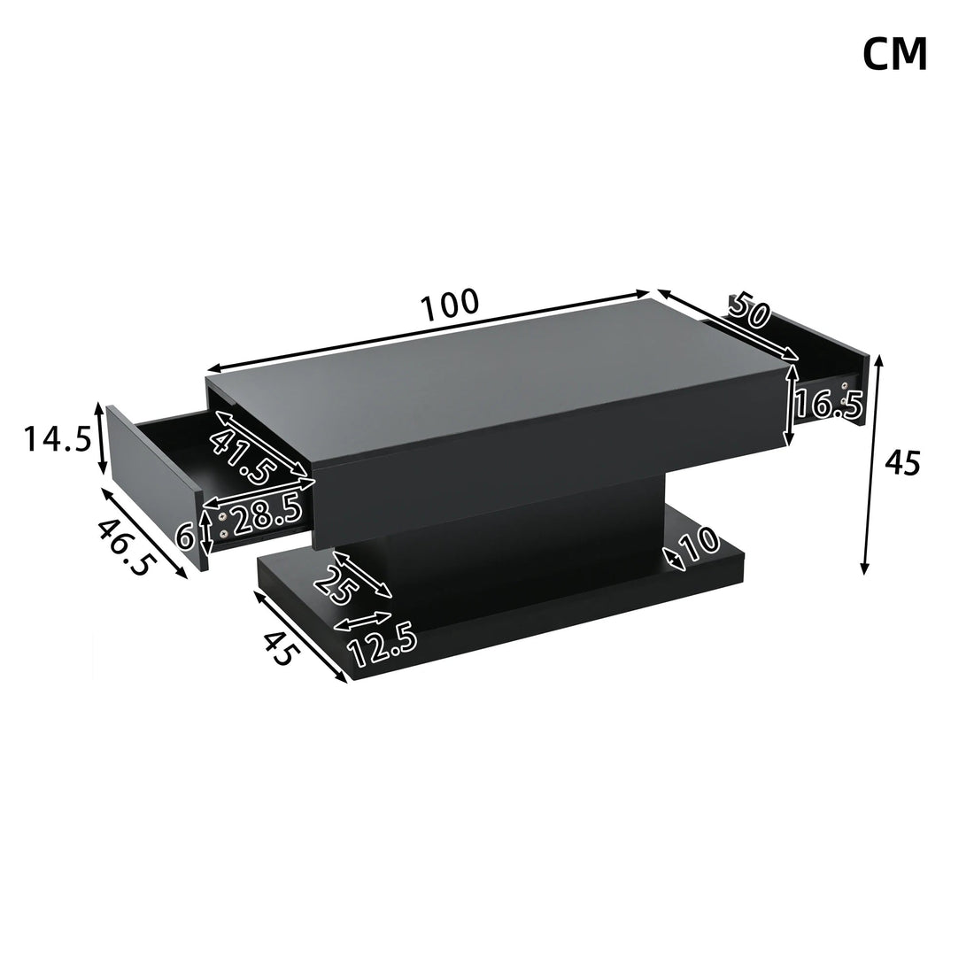 Table basse noire design moderne - vente privée 14:193;200007763:201336101