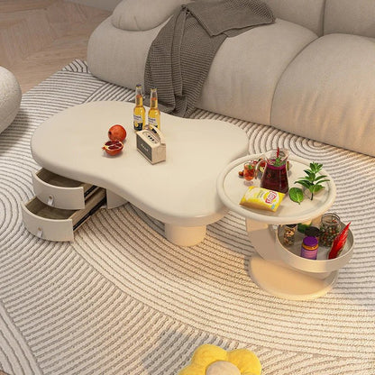 Table basse nuage avec tiroir - vente privée 14:29white