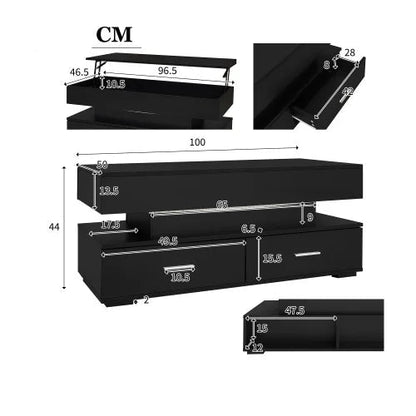 Table basse pour petit espace - 100 x 50 x 44 cm - vente privée 14:193Black;200007763:201336101