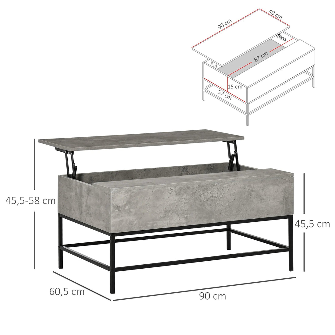 Table basse qui se lève - vente privée 200007763:201336104