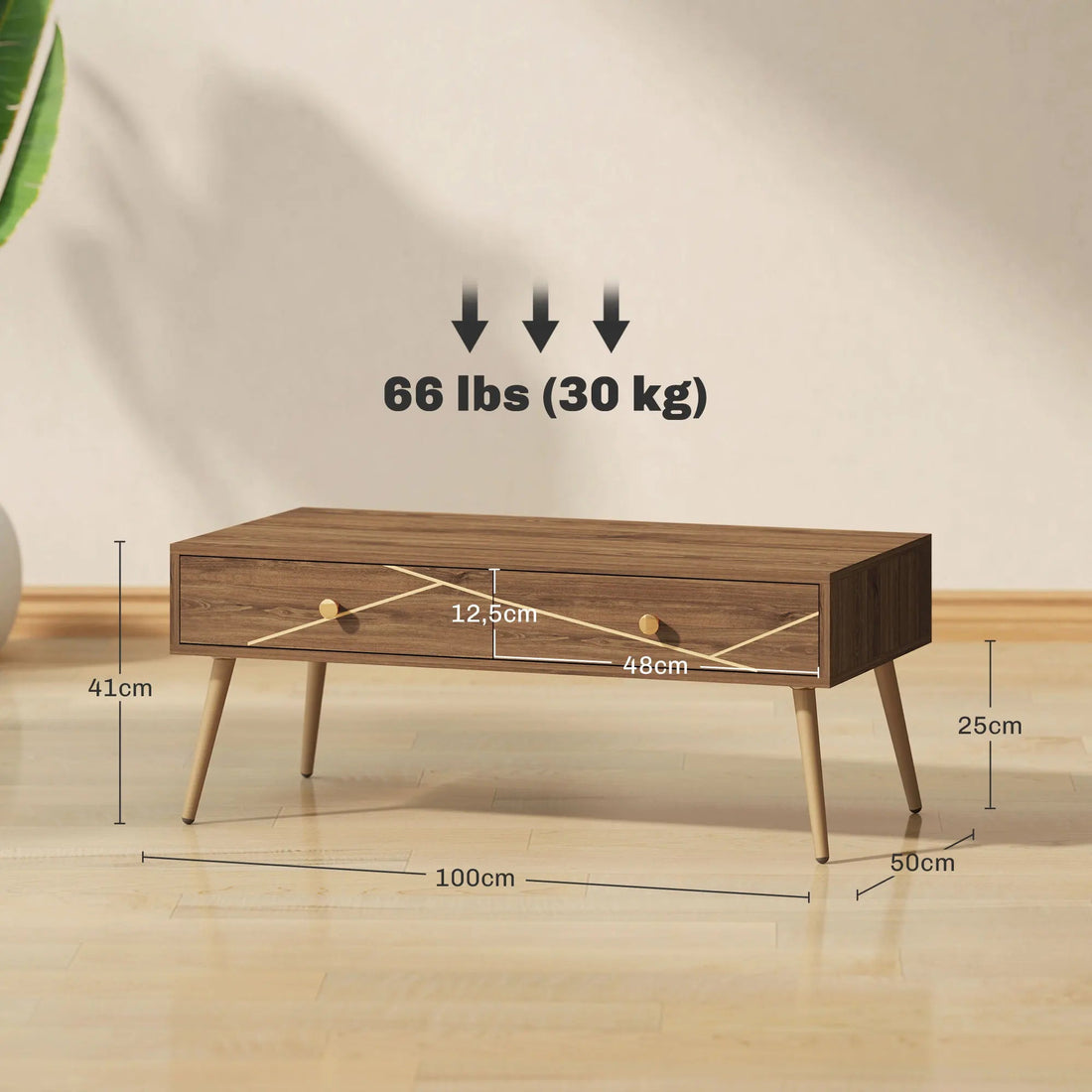 Table basse rectangulaire en bois de grande qualité 100 x 50 x 41 cm - vente privée 200007763:201336104