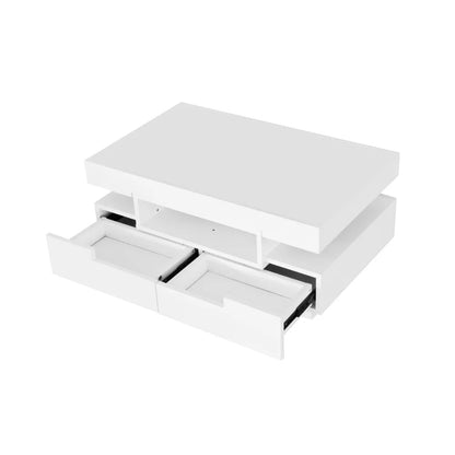 Table basse rectangulaire laquée avec tiroir et LED - vente privée 14:200006155White;200007763:201336101