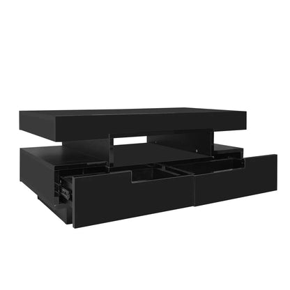 Table basse rectangulaire laquée avec tiroir et LED - vente privée 14:200006155White;200007763:201336101