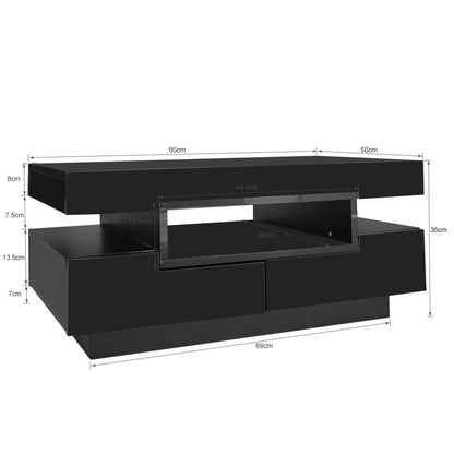 Table basse rectangulaire laquée avec tiroir et LED - vente privée 14:200006155White;200007763:201336101