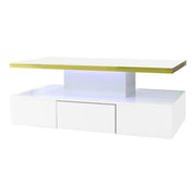 Table basse rectangulaire moderne et brillante avec éclairage LED - 14:200844062Black - Particle Board;200007763:201336342