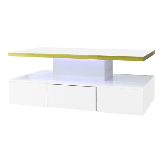 Table basse rectangulaire moderne et brillante avec éclairage LED - vente privée 14:200844062Black - Particle Board;200007763:201336342