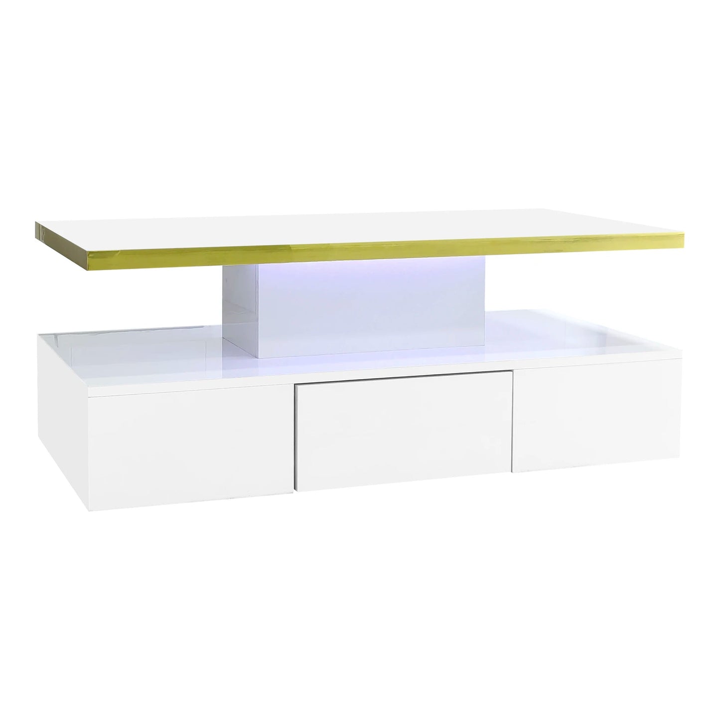 Table basse rectangulaire moderne et brillante avec éclairage LED - 14:200844062Black - Particle Board;200007763:201336342