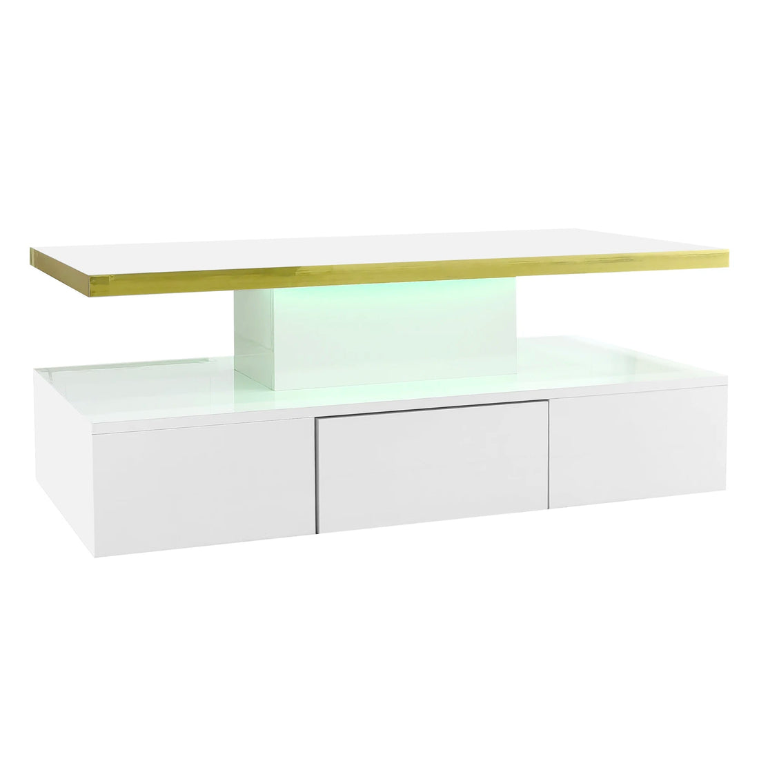 Table basse rectangulaire moderne et brillante avec éclairage LED - vente privée 14:200844062Black - Particle Board;200007763:201336342