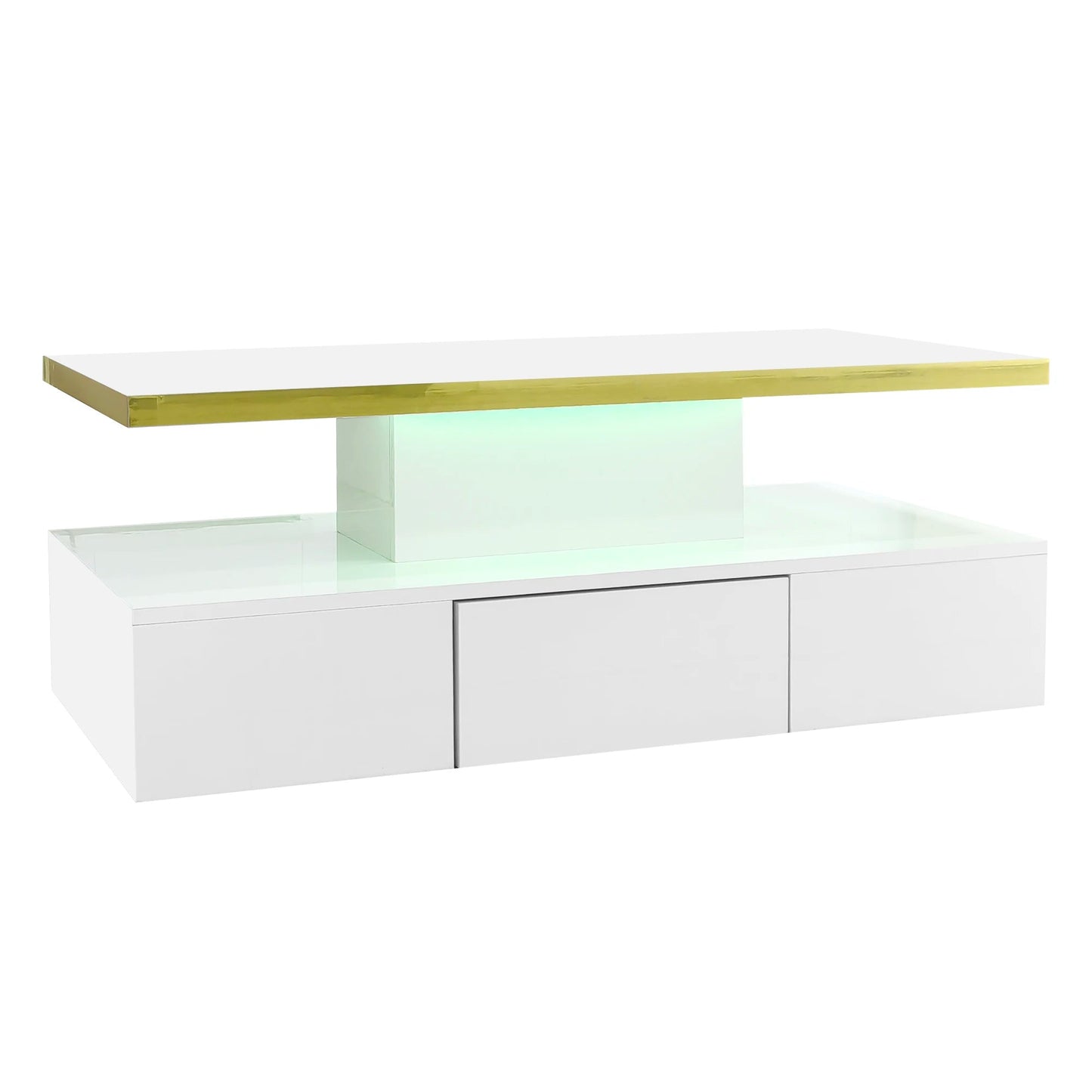 Table basse rectangulaire moderne et brillante avec éclairage LED - 14:200844062Black - Particle Board;200007763:201336342