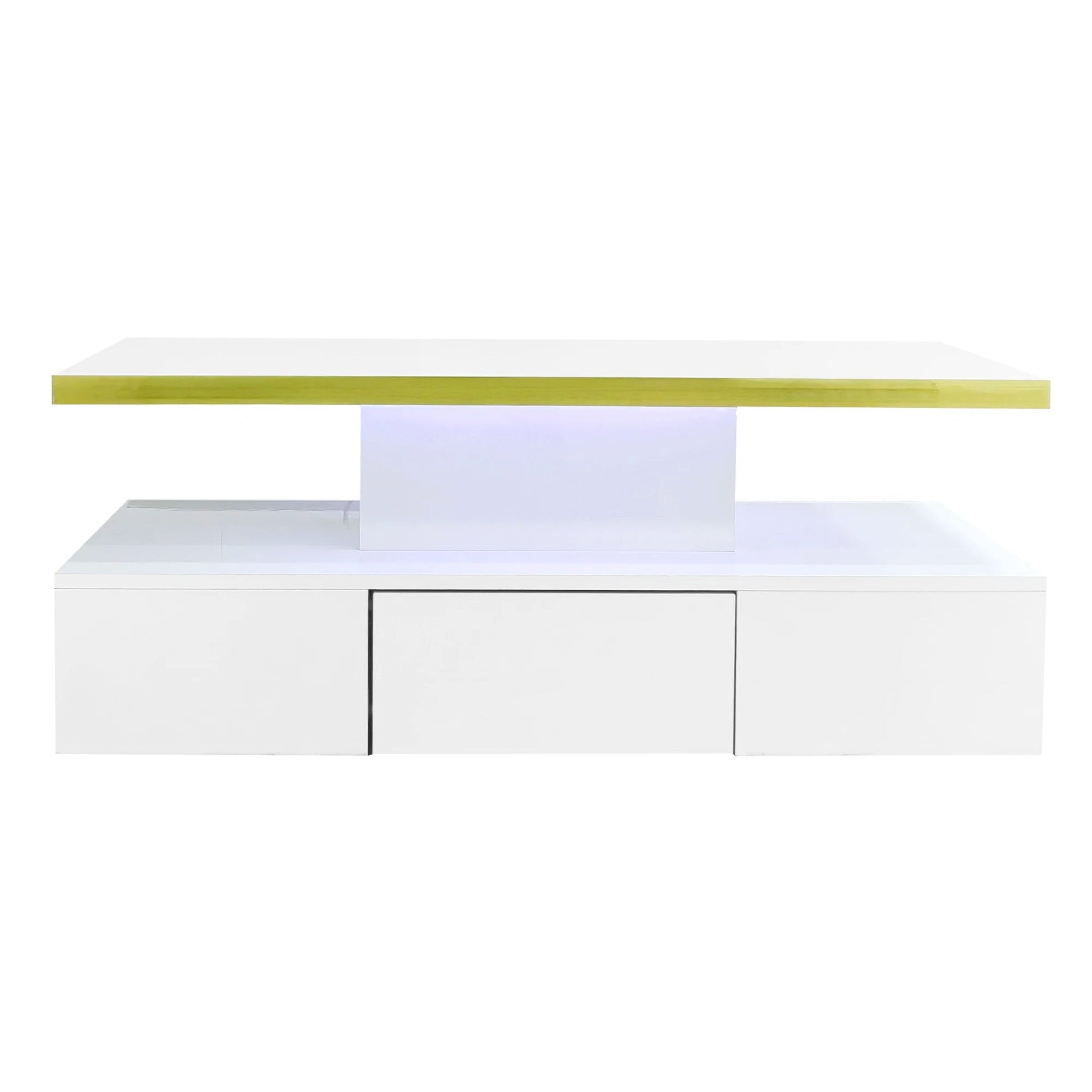 Table basse rectangulaire moderne et brillante avec éclairage LED - 14:200844062Black - Particle Board;200007763:201336342