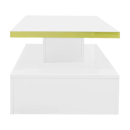 Table basse rectangulaire moderne et brillante avec éclairage LED - 14:200844062Black - Particle Board;200007763:201336342