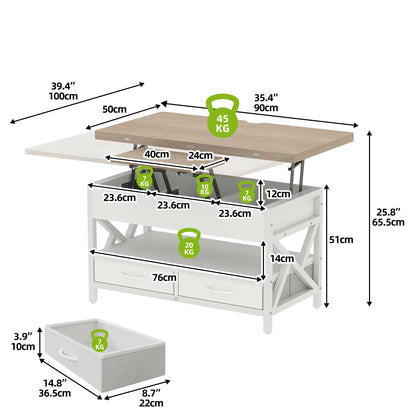 Table basse relevable balconera 90×50×51.5cm - vente privée 14:29;200007763:201336101