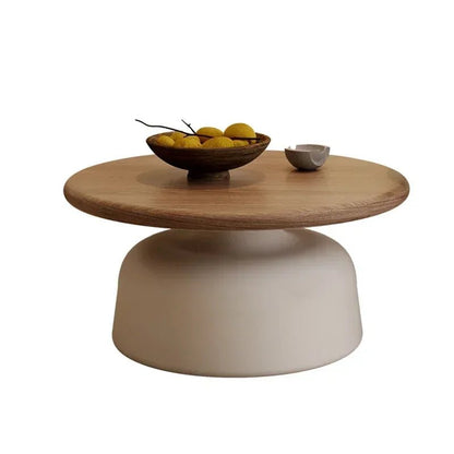 Table basse ronde 2 en 1 de style nordique noyer - vente privée 14:19370x45x40cm