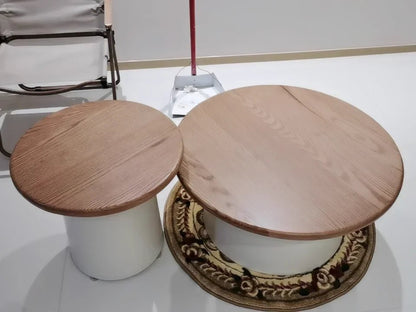 Table basse ronde 2 en 1 de style nordique noyer - vente privée 14:200004889A set-A