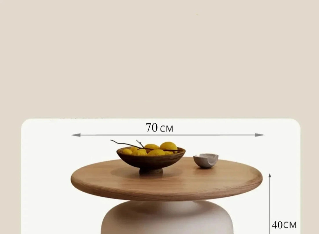 Table basse ronde 2 en 1 de style nordique noyer - vente privée 14:200004889A set-A