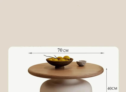 Table basse ronde 2 en 1 de style nordique noyer - vente privée 14:200004889A set-A
