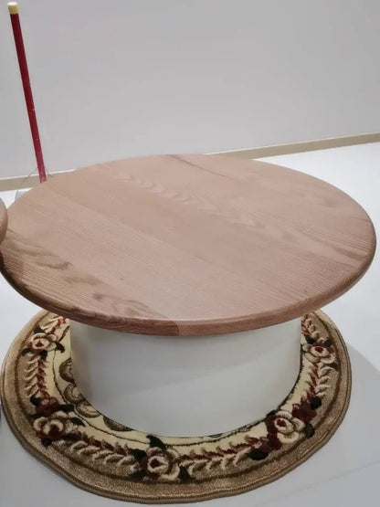 Table basse ronde 2 en 1 de style nordique noyer - vente privée 14:200004889A set-A