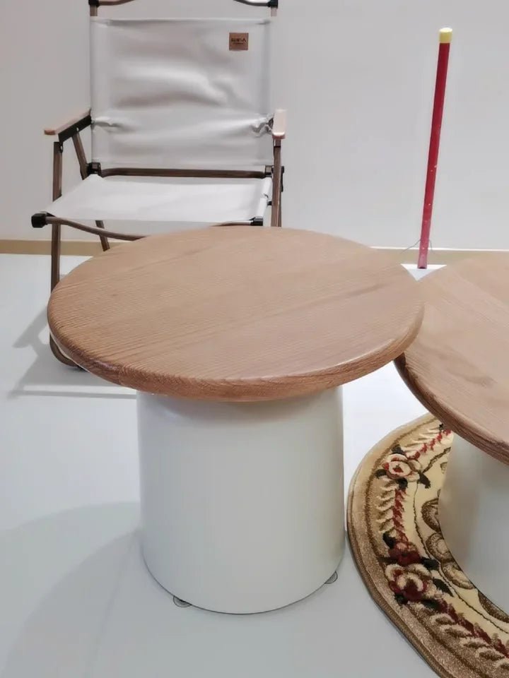 Table basse ronde 2 en 1 de style nordique noyer - vente privée 14:200004889A set-A