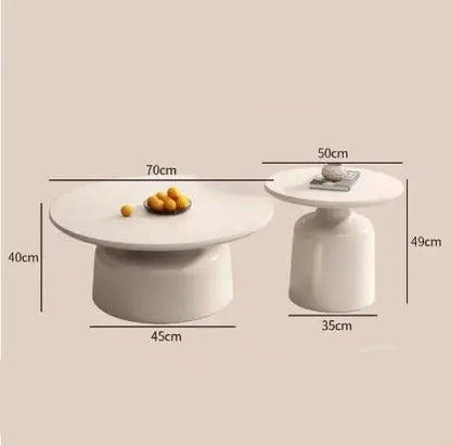 Table basse ronde 2 en 1 de style nordique noyer - vente privée 14:200006155A set-C