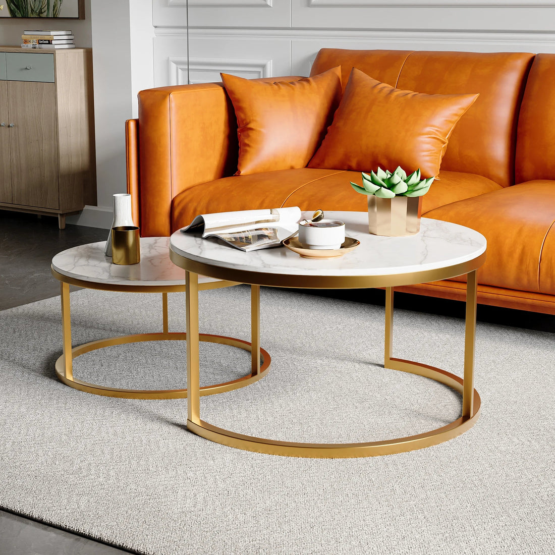 Table basse ronde blanche set de 2 ensemble - vente privée 14:29Blanc;200007763:201336101