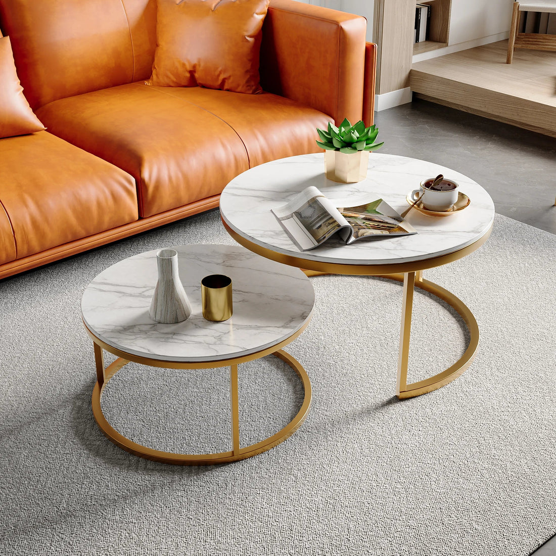 Table basse ronde blanche set de 2 ensemble - vente privée 14:29Blanc;200007763:201336101