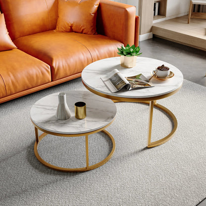 Table basse ronde blanche set de 2 ensemble - vente privée 14:29Blanc;200007763:201336101