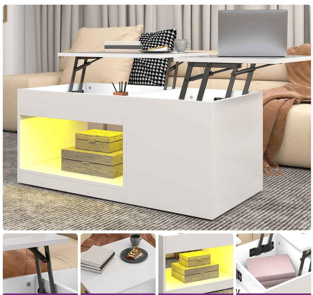 Table basse style industriel de luxe moderne avec led - vente privée 14:29;200007763:201336101