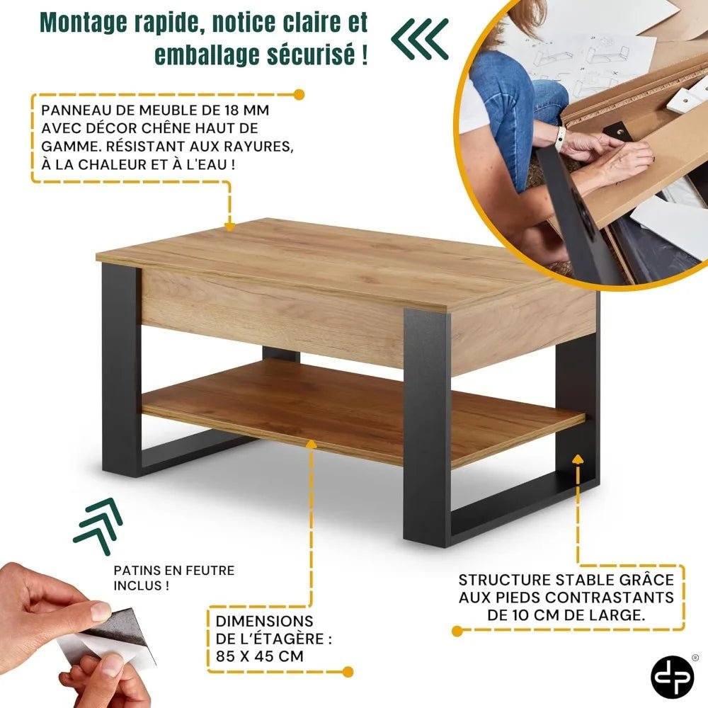 Table basse style moderne industriel moderne - vente privée 14:200844061Black  Oak;200007763:201336342