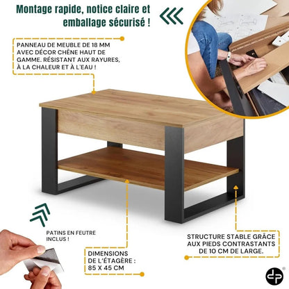 Table basse style moderne industriel moderne - 14:200844061Black  Oak;200007763:201336342