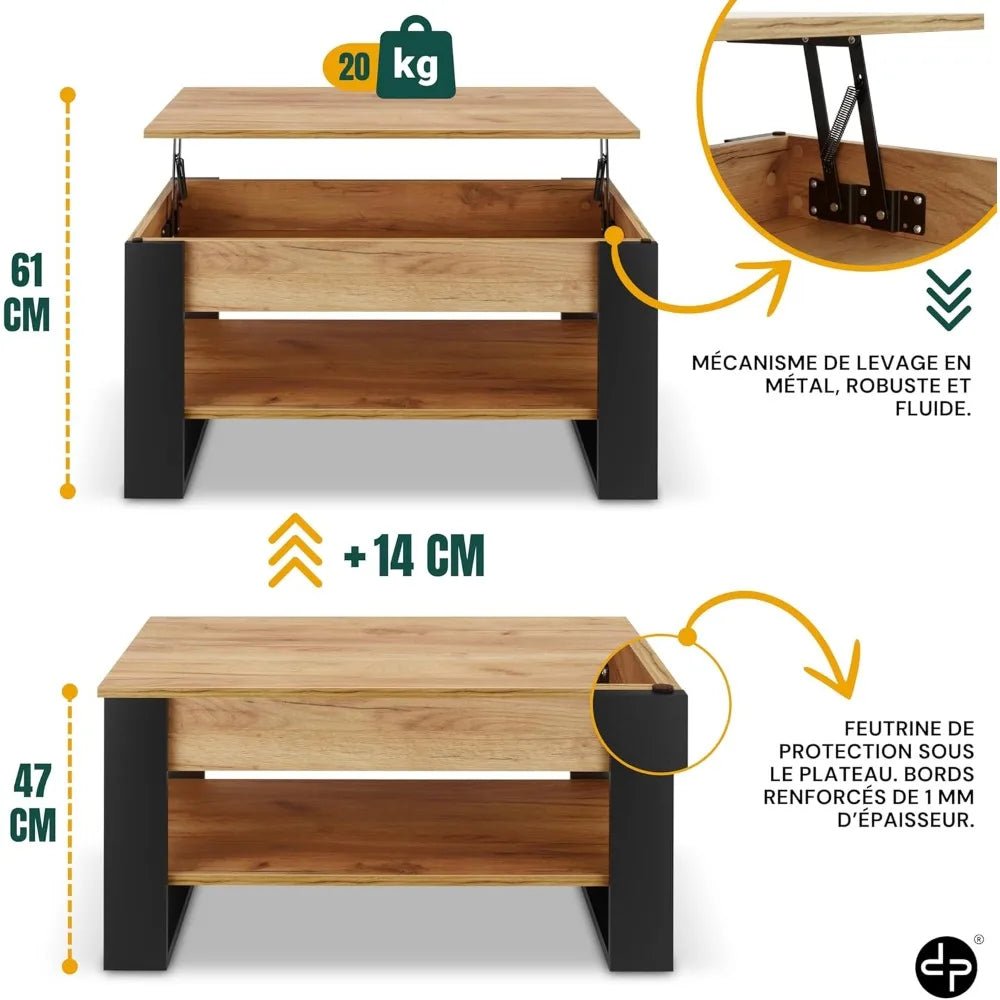 Table basse style moderne industriel moderne - vente privée 14:200844061Black  Oak;200007763:201336342