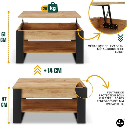 Table basse style moderne industriel moderne - 14:200844061Black  Oak;200007763:201336342