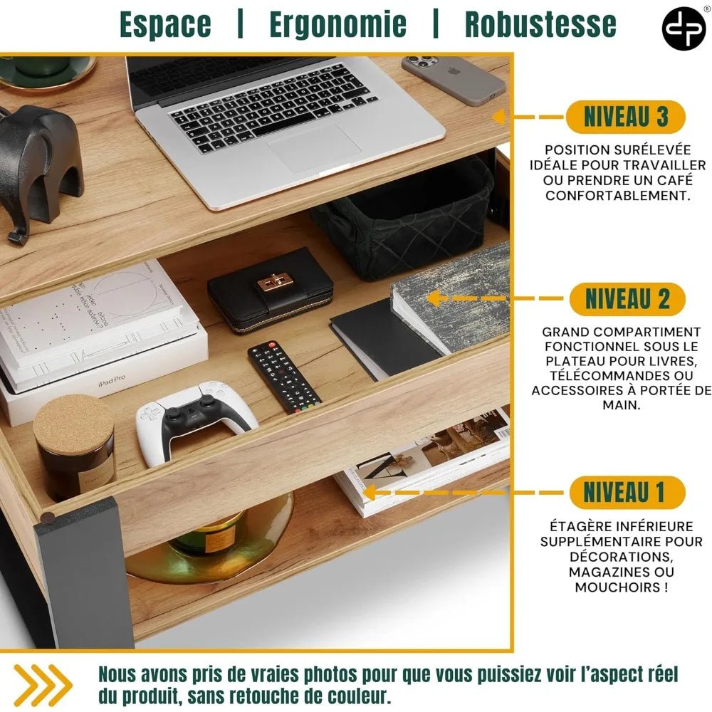 Table basse style moderne industriel moderne - vente privée 14:200844061Black  Oak;200007763:201336342