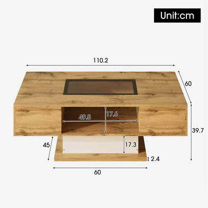 Table basse verre et bois avec LED - vente privée 200007763:201336101
