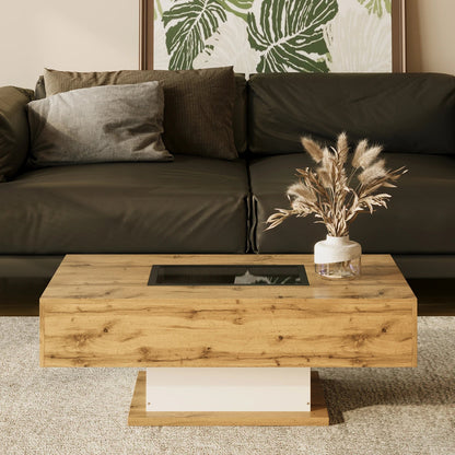 Table basse verre et bois avec LED - vente privée 200007763:201336101