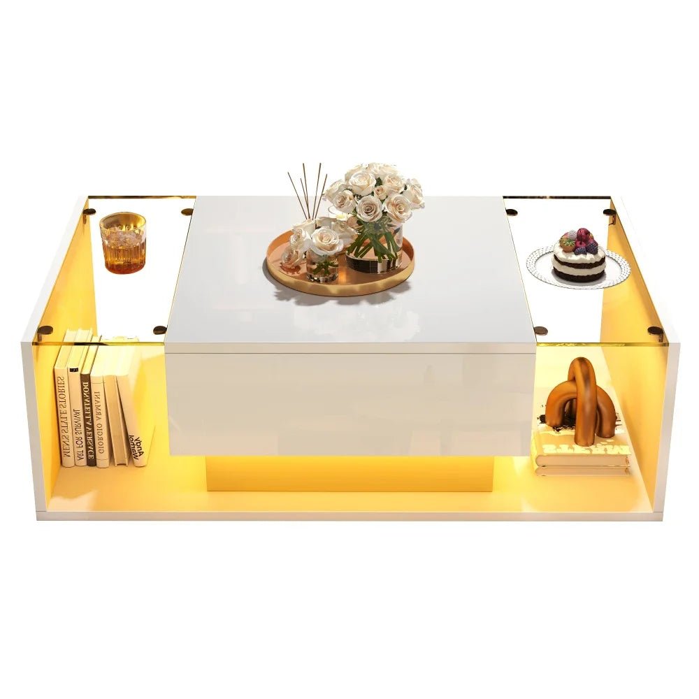 Table basse verre et led lumineuse - 100 x 50 x 31cm - vente privée 14:200844060CQY-black;200007763:201336101