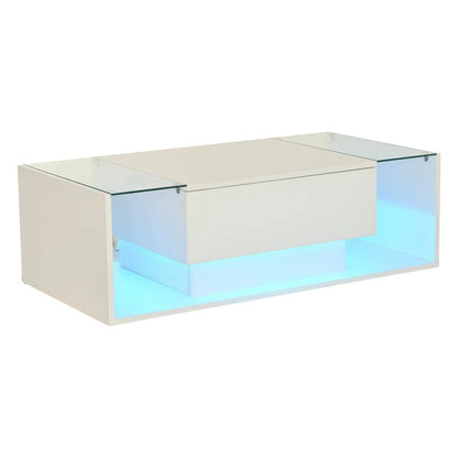Table basse verre et led lumineuse - 100 x 50 x 31cm - vente privée 14:200844060CQY-black;200007763:201336101