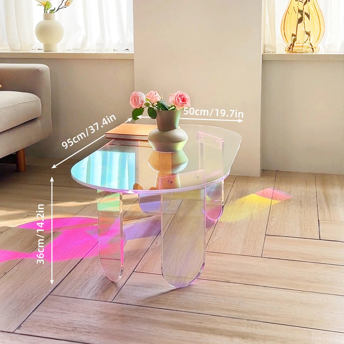 Table basse verre ronde et acrylique irisé - vente privée 14:200003699;200007763:201336101