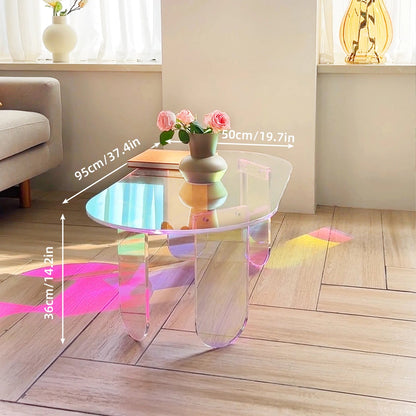 Table basse verre ronde et acrylique irisé - vente privée 14:200003699;200007763:201336101