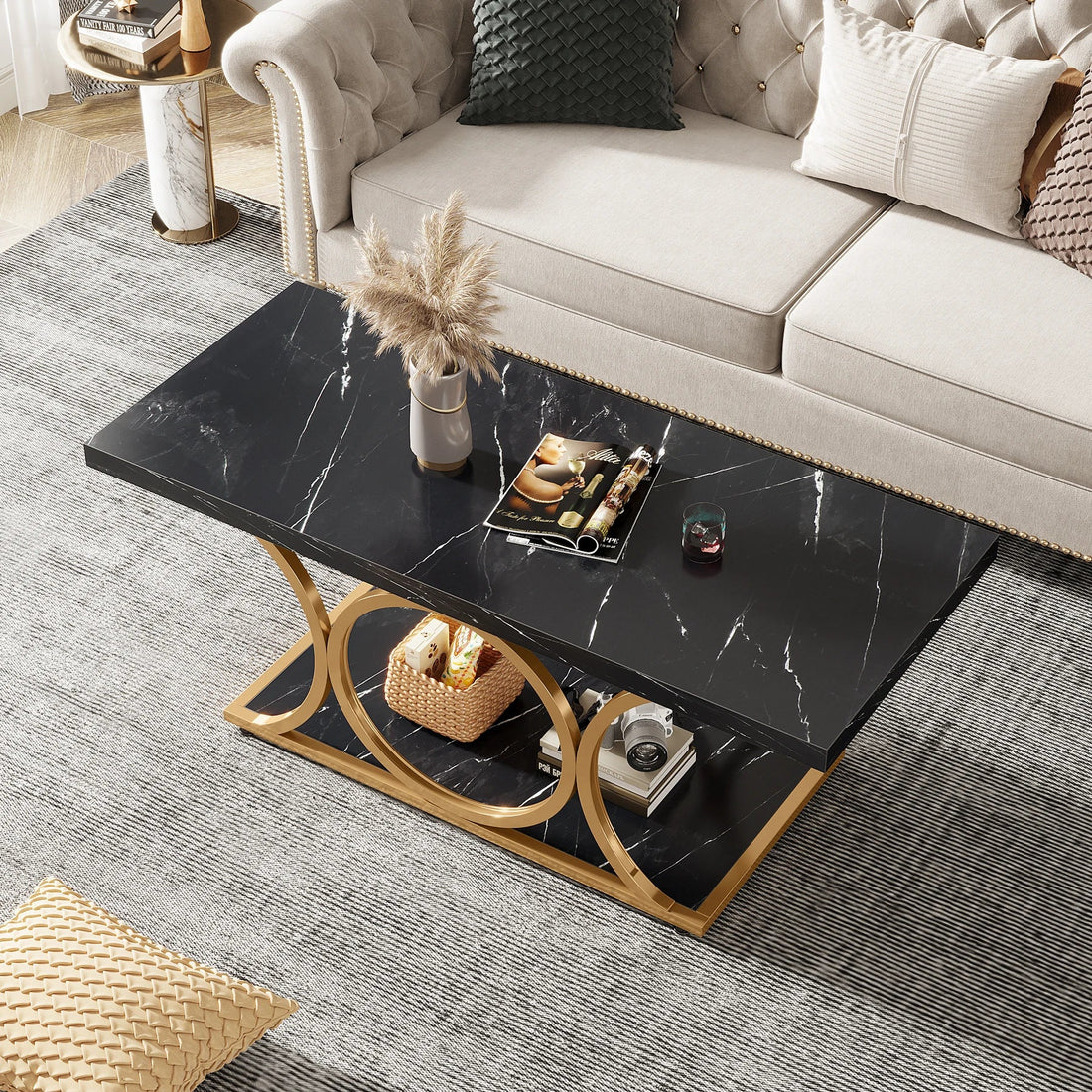 Table basse vintage en faux marbre - vente privée 14:29;200007763:201336101