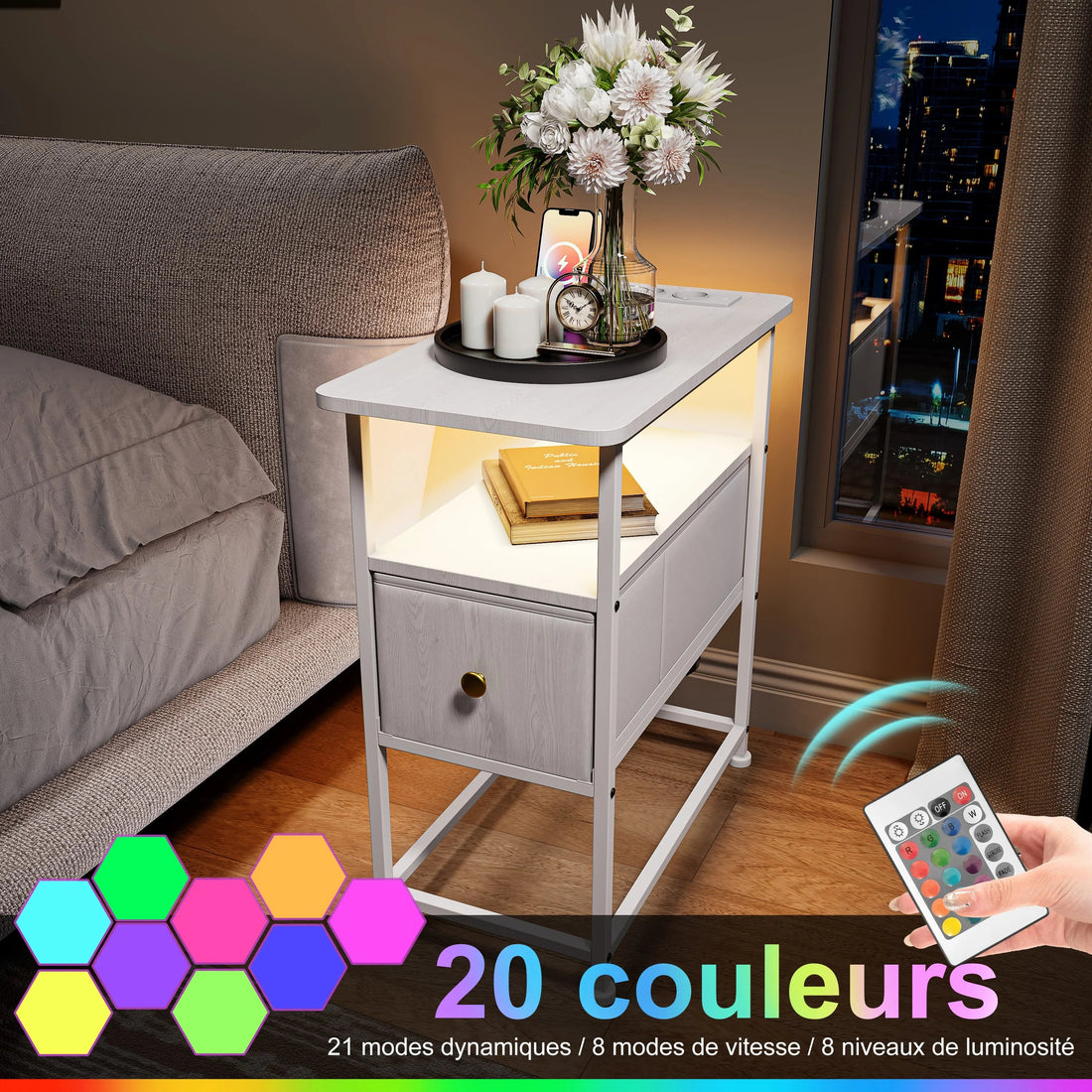 Table de chevet 1 tiroir blanc - vente privée 14:29;200007763:201336101