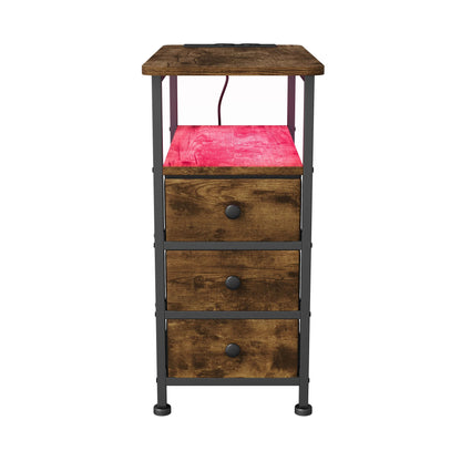 Table de chevet 3 tiroirs avec LED - MORENE - vente privée 14:193;200007763:201336101