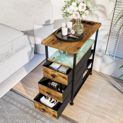Table de chevet 3 tiroirs avec LED - MORENE - vente privée 14:193;200007763:201336101