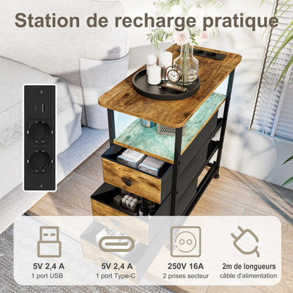 Table de chevet 3 tiroirs avec LED - MORENE - vente privée 14:193;200007763:201336101
